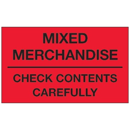 Bsc Preferred 3 x 5'' - ''Mixed Merchandise - Check Contents Carefully'' Fluorescent Red Labels BUY00024094